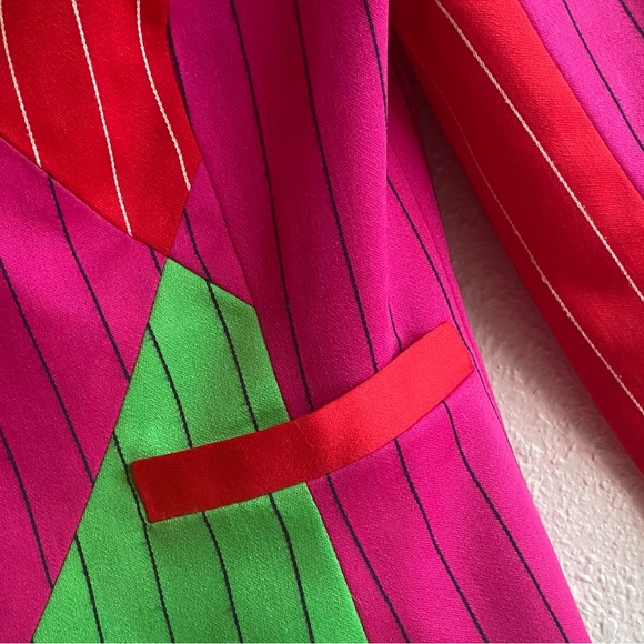 Koos Van Den Akker Neiman Marcus 80s wool color patchwork cropped jacket - Picture 6 of 8